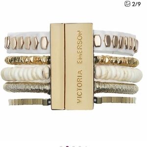 Victoria Emerson Kalamazoo Cuff Magnetic Clasp Bracelet Beads Studded Leather
